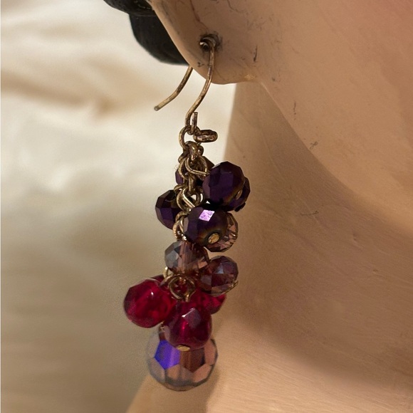 50% Off - Pretty dangle Earrings with various Purple shades of AB Crystal beads - Picture 7 of 14